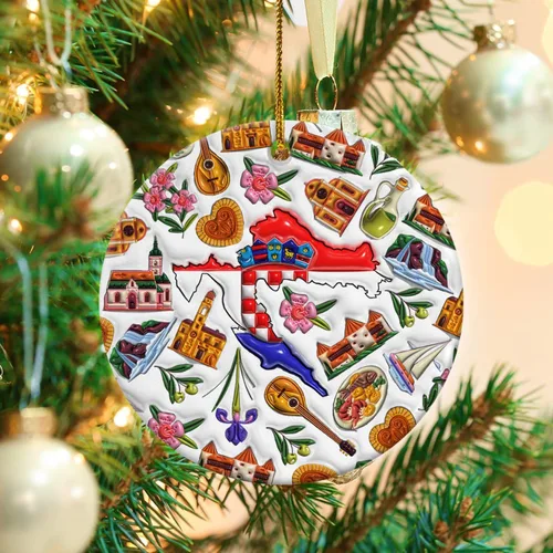 Vista 39 de Lotacy Bandera argentina argentina de Navidad de cerámica 2D impresa adorno con símbolos, decoración del hogar argentina regalos para hombres