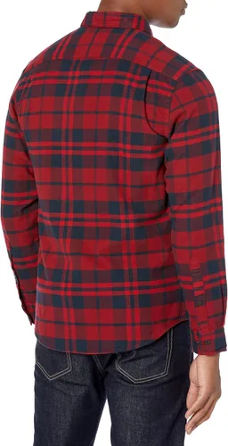 Vista 2 de Tienda Essentials - Camisa de franela para hombre manga larga de corte entallado