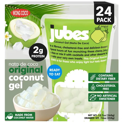 Vista 14 de Jubes Grape Nata De Coco Jelly Cubes 12.7 oz – Cubos de jalea de coco de uva para sagú – Gel de coco en ingredientes de jarabe para té de frutas