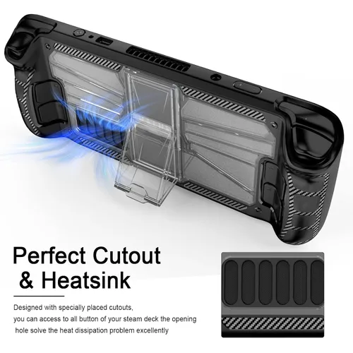 Vista 6 de Adjustable Kickstand Protective Case for Steam Deck, Mensican TPU PC Cover Protector with Stand Base, Shock-Absorption, Non-Slip and Anti-Scratch