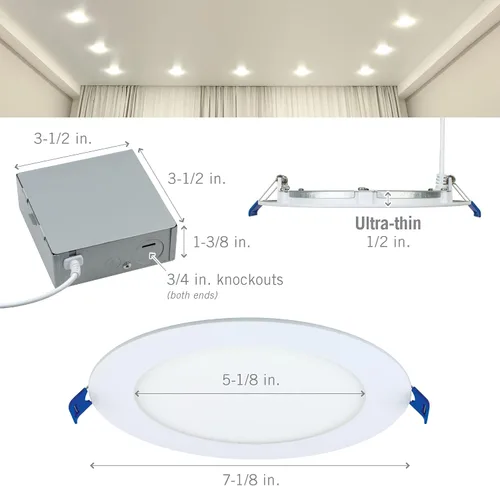 Vista 5 de Armacost Lighting Luces LED empotradas inteligentes Canless RGB+WW para nueva construcción, paquete de 4