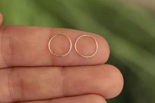 Vista 117 de Aretes de aro de oro de plata – Aretes de aro para mujer, dos piezas de aros de plata fina rellenos de oro, aro de hélice, anillo de tragus, aro