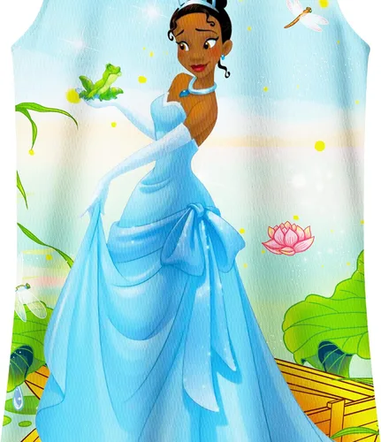 Vista 2 de Vestido de princesa para niñas pequeñas, vestido casual con estampado de dibujos animados