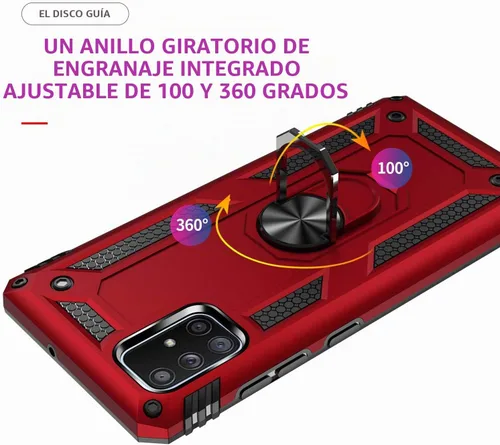 Vista 5 de Funda para Samsung A71 5G, Galaxy A71 5G, funda PUSHIMEI de grado militar resistente con protector de pantalla HD, anillo magnético con soporte