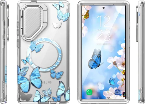 Vista 8 de i-Blason Cosmo - Funda para Samsung Galaxy S24 Ultra con soporte para cámara, [compatible con MagSafe] Elegante funda completa 360 con protector