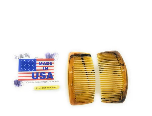 Vista 7 de Good Hair Days Peines laterales de Estados Unidos, 2 peines curvados grandes para el pelo de concha de tortuga para mujeres, giro francés, peinado