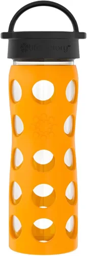 Vista 25 de Lifefactory Botella de agua de vidrio sin BPA de 12 onzas con tapa clásica y funda protectora de silicona, Marigold Protective Silicone Sleeve