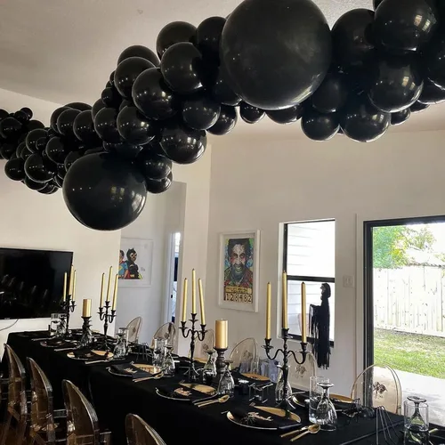 Vista 6 de Globos negros de 18 pulgadas, globos de látex para fiesta, paquete de 20 globos negros grandes y gruesos, globos redondos grandes de helio