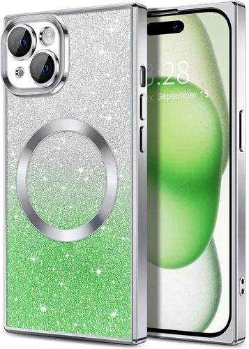 Vista 26 de Hython Funda para iPhone 13 Pro transparente con purpurina magnética [compatible con MagSafe] Protector completo de lente de cámara delgado