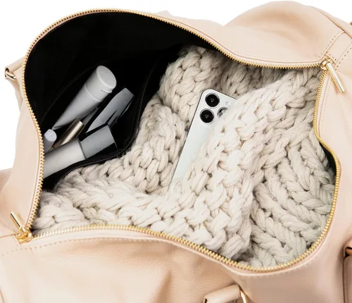 Vista 5 de Packs Travel - Juego de viaje platino Neceser grande de viaje y maquillaje para hombres y mujeres Cuero vegano de lujo, forro