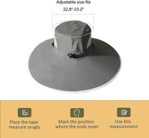 Vista 6 de Leotruny Sombreros de ala ancha para hombre UPF50+ sombrero impermeable transpirable para pesca, senderismo, camping