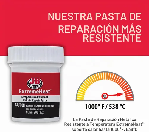 Vista 3 de J-B Weld 37901 ExtremeHeat - Pasta metálica resistente a altas temperaturas, 3 oz