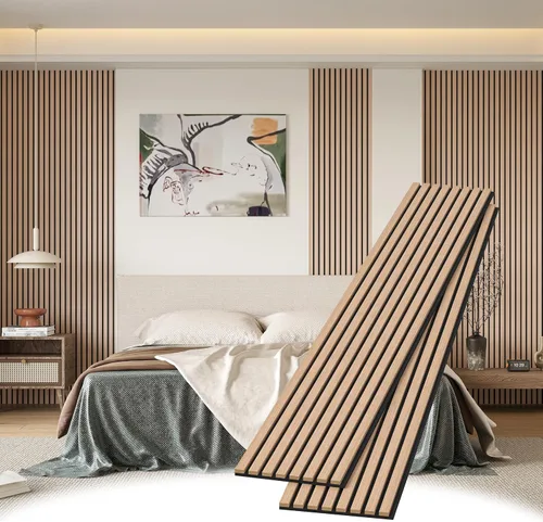 Vista 14 de POHARE Paneles de pared de listones de madera, paquete de 2 paneles decorativos de madera de 8 x 1 pie para pared, elegantes paneles de pared