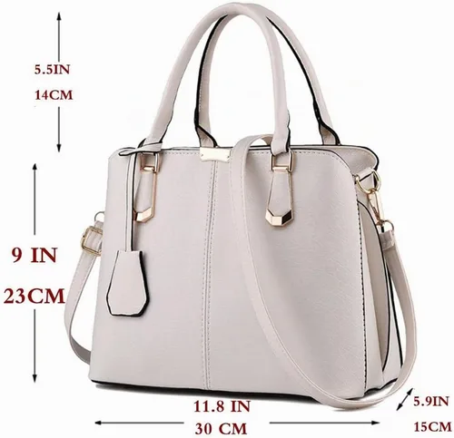 Vista 3 de Bolso de mano para mujer, bolso de mano con asa superior, bolso de hombro Beige