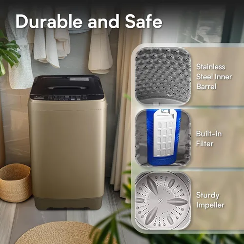 Vista 3 de Anypro - Lavadora portátil y secadora de ropa 17.8LBS, lavadora y centrifugadora completamente automática con 10 programas y 8 niveles de agua
