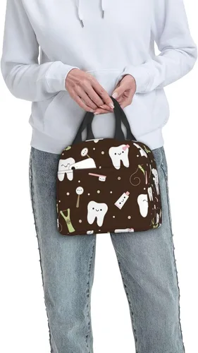 Vista 8 de Lonchera para dentistas, higienista dental para mujeres y hombres, bolsa de picnic aislada, hielera térmica, bonita bolsa de mano para trabajo