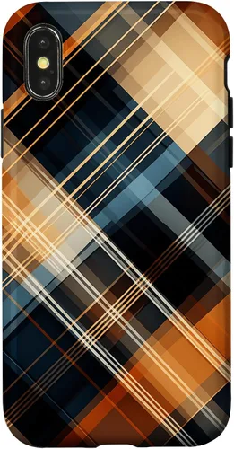 Vista 5 de Navy Black and Orange Plaid Halloween Fall Autumn Pumpkins Case for iPhone 17