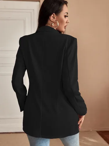 Vista 2 de Floerns Chaqueta blazer de manga larga con solapa con muescas sólidas para mujer