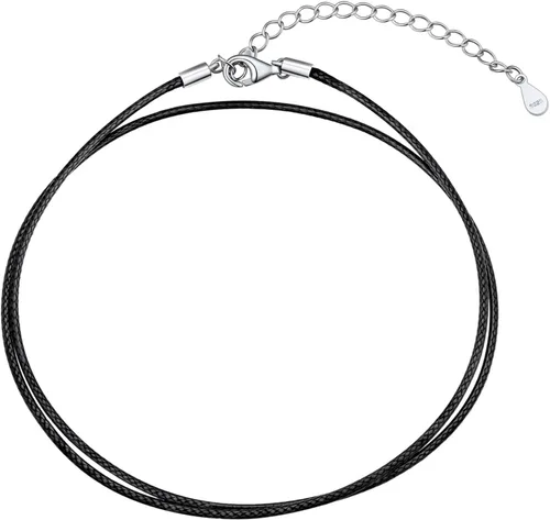 Vista 30 de U7 - Collar de cordón de cuero con cierre de acero inoxidable personalizable/negro, cadena de cuerda de cera tejida impermeable de color a. 2MM
