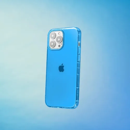 Vista 2 de SteepLab Funda con resaltador de neón para iPhone, funda Grippy Jelly con bolsillos protectores de aire (azul azul celeste, iPhone 13 Pro Max)