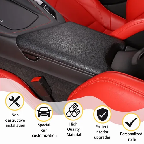 Vista 3 de CHEAYAR Cubierta de Caja de Reposabrazos Central del Interior del Automóvil Cubierta Protectora de Caja de Consola Compatible con Chevrolet Corvette