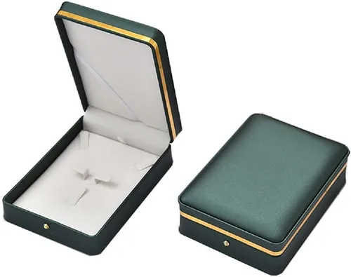 Vista 12 de Juego de joyas de boda Caja de cuero de primera calidad para collar, aretes, anillo, vitrina, soporte de almacenamiento (negro grande)