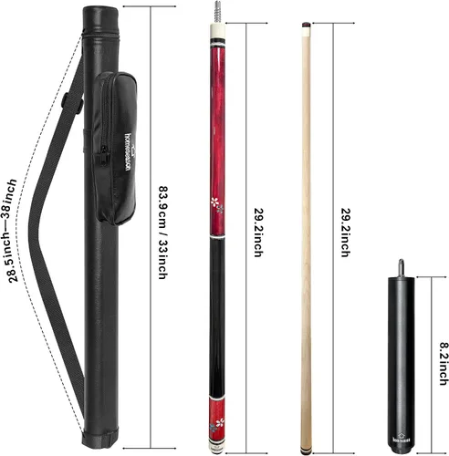 Vista 5 de HomeSeason Pool Cue Stick 58" Professional Billiard Canadian Maple Pool Stick with Leather Case & 13mm Tip, 18/19/20/21oz for Adults Pro Player 18oz