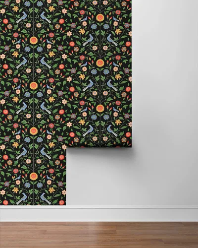 Vista 7 de NextWall Bird Toile - Papel tapiz autoadhesivo (ónix)