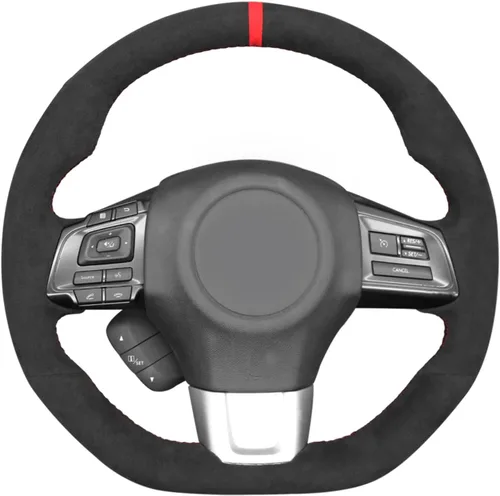 Vista 22 de MEWANT Funda de volante de automóvil transpirable cosida a mano para Subaru WRX 2015-2021 / WRX STI 2015-2021, accesorios para volante Subaru WRX