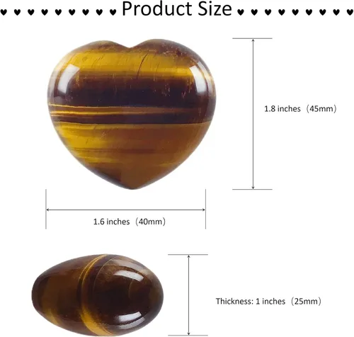 Vista 3 de Ojo de tigre cristal corazón decoración tallado hojaldre corazón piedra preocupación para terapia de ansiedad, equilibrio de chakras y buena suerte