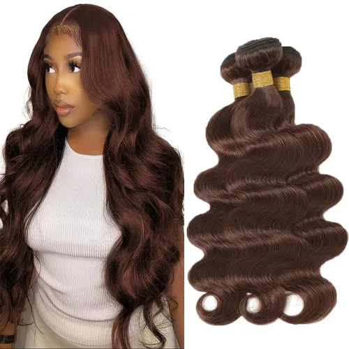 Vista 129 de Color 30 paquetes de cabello humano marrón onda del cuerpo paquetes 8 10 12 pulgadas brasileño virgen Remy extensiones de cabello humano doble trama