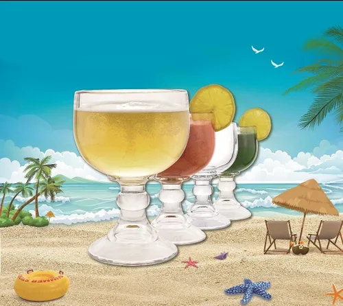 Vista 4 de Chefcaptain Margarita Glass Schooner - Juego de 4 copas extragrandes de 21.5 onzas, estilo de cristal sin plomo, coronaritas, margaritas, paquete