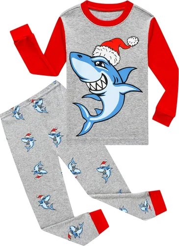 Vista 34 de KikizYe - Conjunto de pijamas para niños y niñas pequeños y grandes, ropa de dormir de 100% algodón 33/4 piezas/dinosaurio