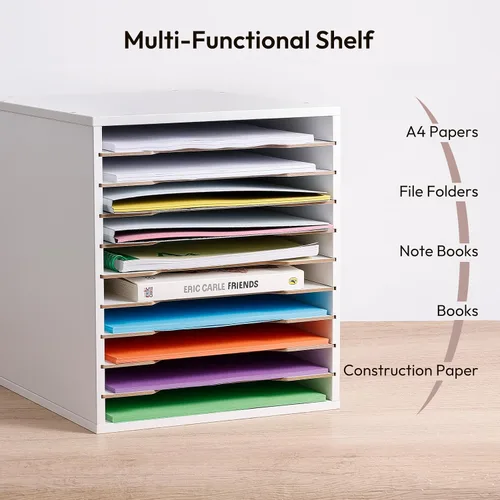 Vista 3 de Yumkfoi Organizador de papel de construcción de 9 x 12, clasificador de archivos ajustable de 10 niveles para papel A4, organizador de escritorio