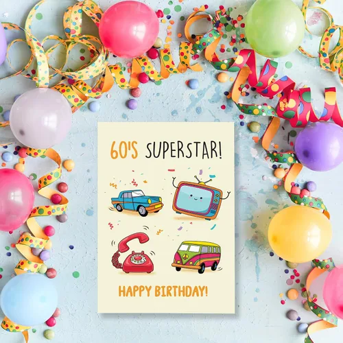Vista 4 de Cheerin Tarjetas de felicitación de cumpleaños de los años 60 con sobre, divertida tarjeta de cumpleaños para abuela y abuelo, divertida tarjeta