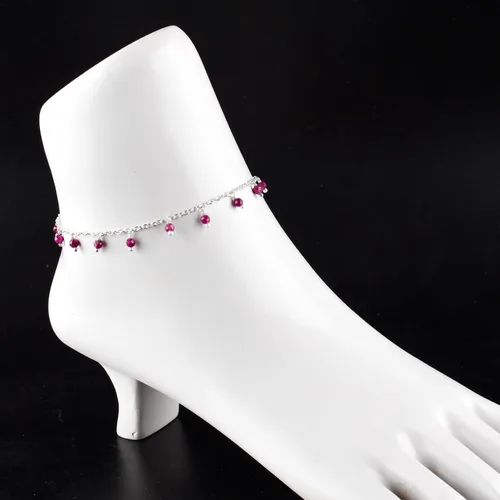 Vista 78 de Yanara Tobilleras de piedras preciosas para mujer, piedra natal natural, chapada en plata, joyería hecha a mano en 8.5 + 1.5 pulgadas, cristales