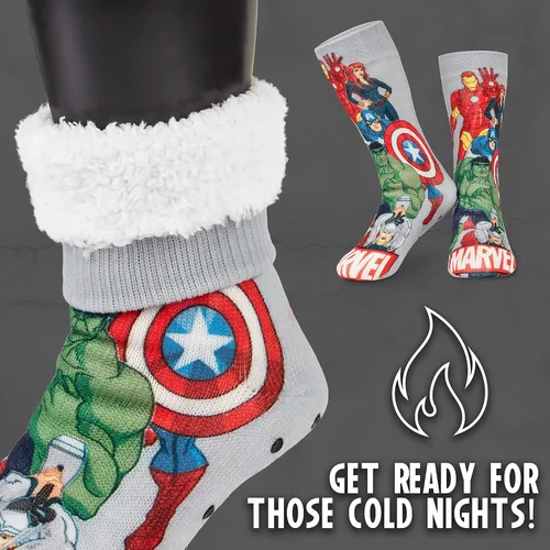 Vista 7 de Marvel Calcetines esponjosos, Calcetines para hombre, Pantera Negra Thor calcetines de punto cálido