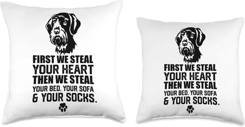 Vista 3 de funny German Wirehaired Pointer Almohada alemana con diseño de corazón de puntero de pelo sintético, 16 x 16 pulgadas, multicolor