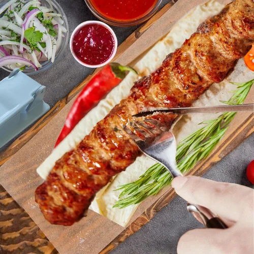 Vista 4 de Molde para Hacer Kebab Plástico Prensa para Pinchos de Carne Herramienta para Hacer Kebab Barbacoa (Gris)