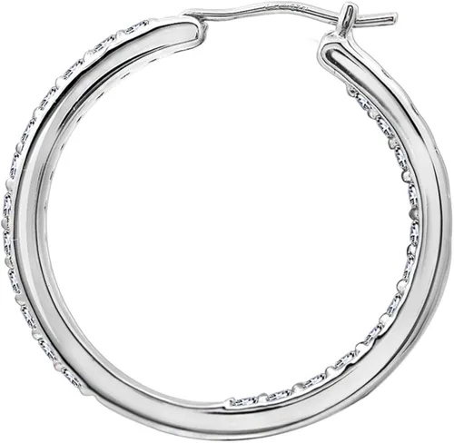 Vista 3 de Tienda Collection Platinum or Gold Plated Sterling Silver Inside-Out Hoop Earrings made with Infinite Elements Zirconia