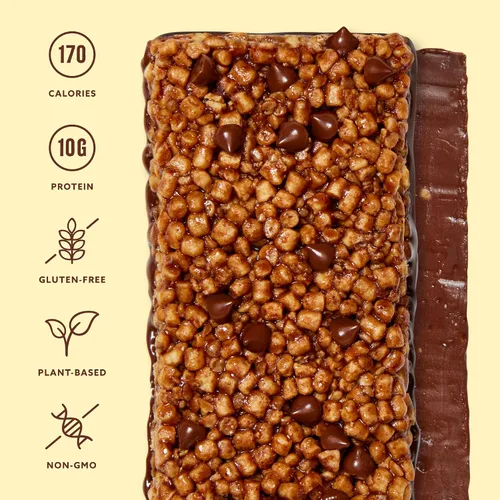 Vista 3 de Barras de proteína crujientes Mezcla, barras de proteína veganas y sin gluten, 10g de proteína, alternativa a los bocados de arroz crujientes