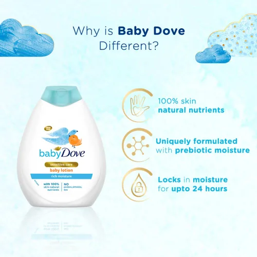 Vista 4 de Baby Dove Loción nutritiva para bebés rica en humedad, 13.5 fl oz