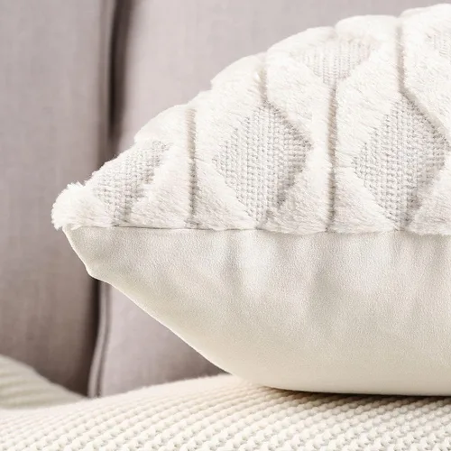 Vista 4 de MADIZZ - Paquete de 2 fundas de almohada decorativas de terciopelo de lana suave y corta, estilo de lujo, para el sofá, el dormitorio, rectángulo