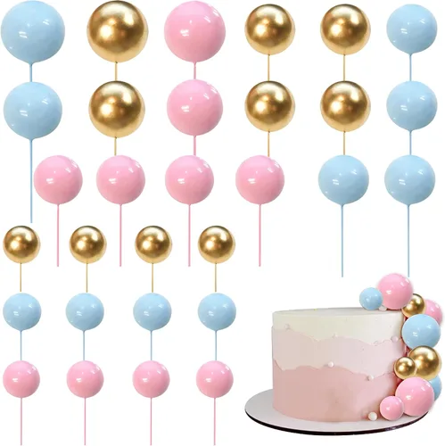 Vista 10 de Rsstarxi 30 piezas de mini globos y bolas de espuma para tartas – Insertos de pastel de bricolaje para bodas, aniversarios y decoraciones de fiesta