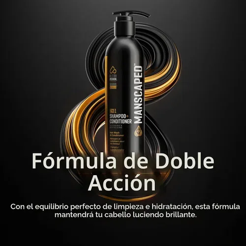 Vista 4 de MANSCAPED® Champú y acondicionador 2 en 1, fórmula UltraPremium infundida con algas marinas, agua de coco, aloe para nutrir e hidratar el cabello