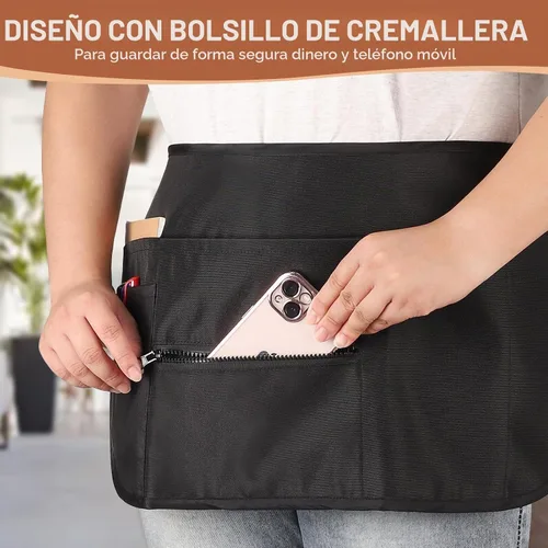 Vista 4 de Noverlife Delantal de manicurista con 2 bolsillos, delantal de manicurista ajustable para mujer