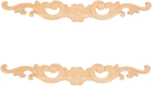 Vista 13 de MUXSAM Apliques de madera decorativos tallados, calcomanías largas de madera para decoración de muebles de bricolaje, tallas de roseta para puerta