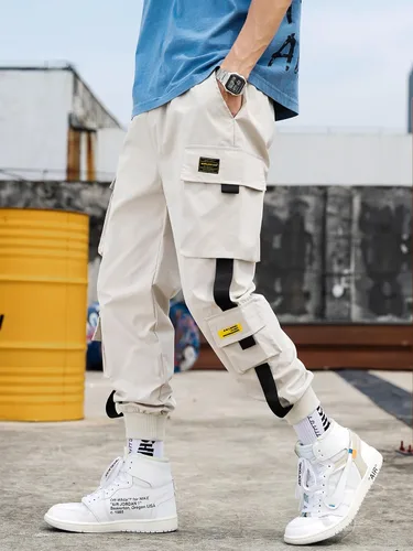 Vista 2 de Streetwear - Pantalones de hip hop, pantalones cargo deportivos, casuales, deportivos, para hombres, parejas, mujeres, unisex