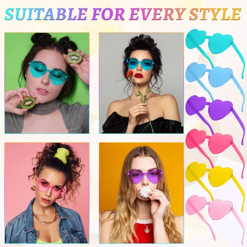 Vista 4 de RTBOFY 10 PCS Heart Sunglasses for Fashion Party, Rimless Heart Shaped Sunglasses for Women Party Favor Halloween Sunglasses