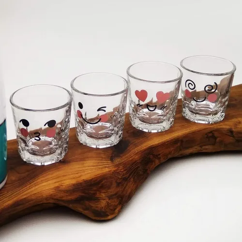 Vista 7 de LENITH ] Juego de vasos de chupito coreanos Soju, 1.7 onzas, vidrio transparente con carácter, vidrio en forma de corazón para whisky, tequila